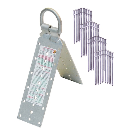 Super Anchor Safety Hinge-2 Roof Anchor 11ga Dacromet Finish w/ 36ct Duplex Nails. Retail Package 3013-D